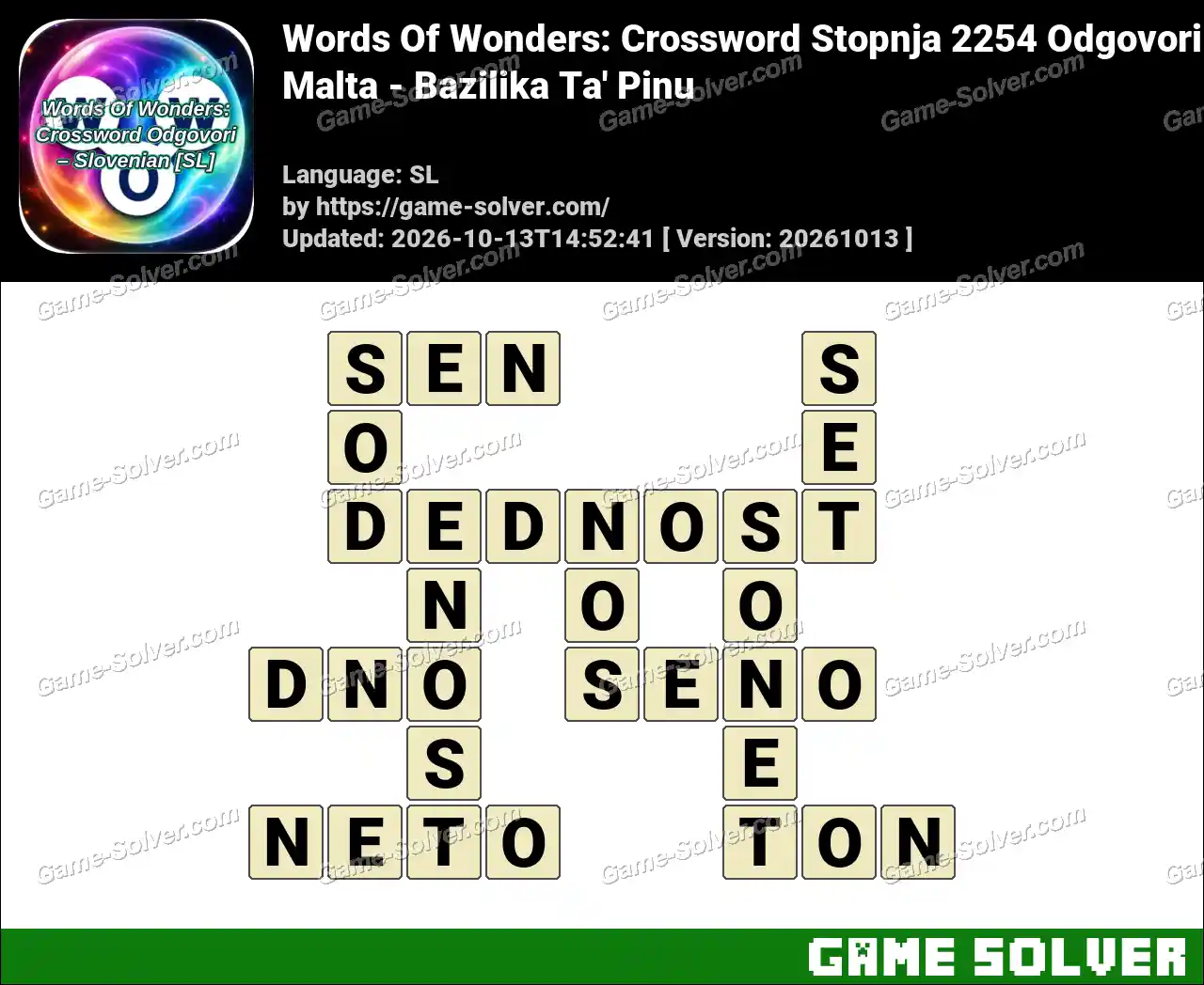 Words Of Wonders: Crossword Stopnja 2254 Odgovori – Malta – Bazilika Ta’ Pinu